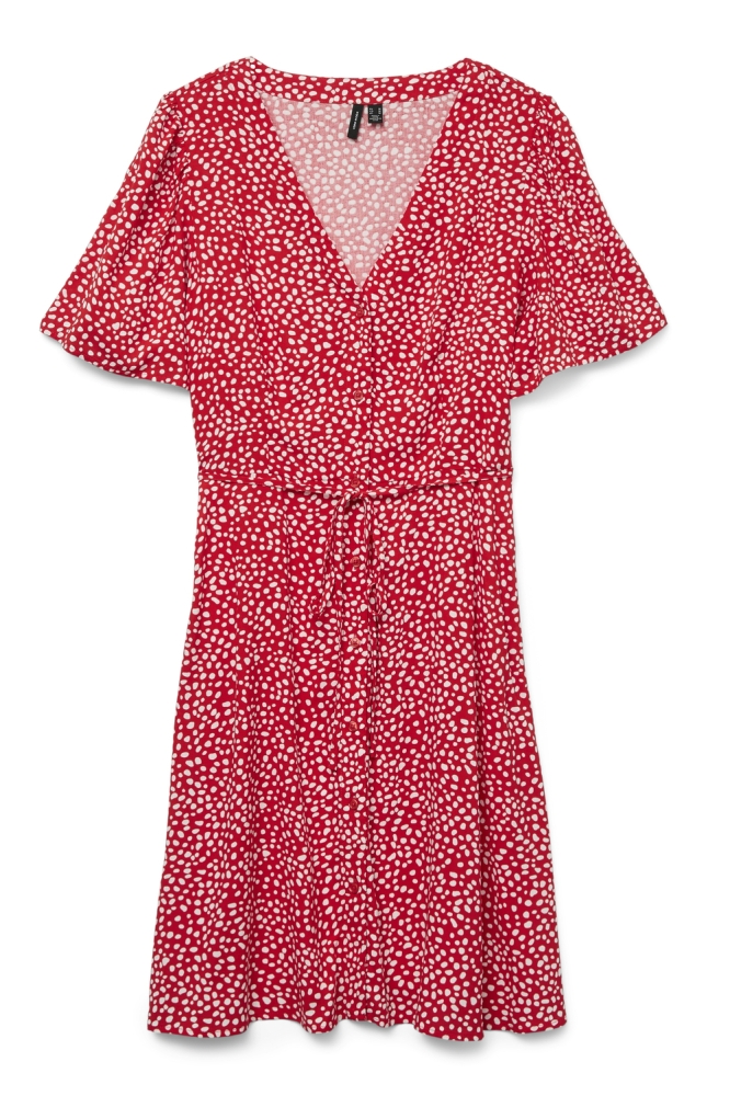 VMALBA SS SHORT DRESS WVN GA NOOS 10292845 FIERY RED /JOEY DOT